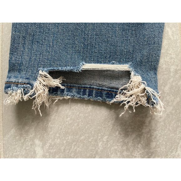 NWT Abercrombie & Fitch Women's The Skinny High Rise Blue Jeans Raw Hem Sz 28/6R - Picture 8 of 11